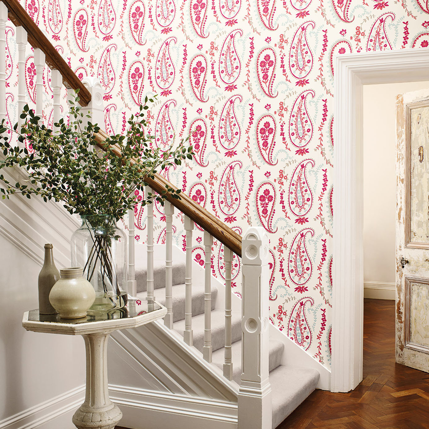 Jamila Wedgwood/Linen Wallpaper by SAN
